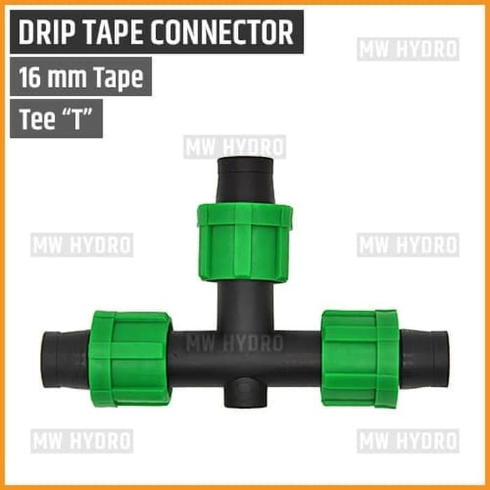 Tee, Drip Tape Connector 16mm (Lock Nut Fitting)