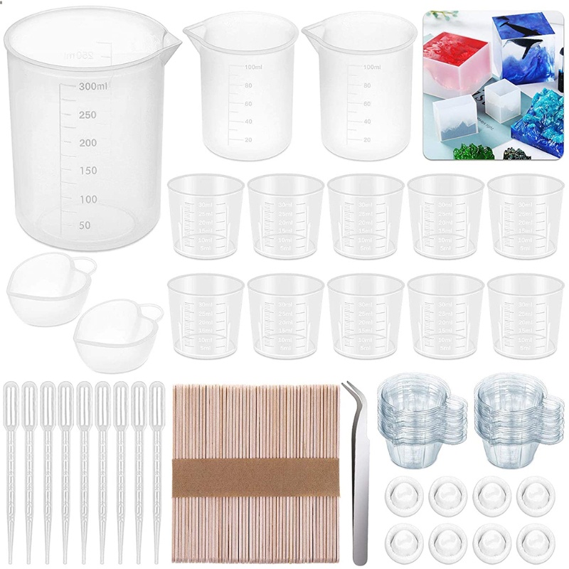 SIY  Resin Silicone Measuring Cup Silicone Mixing Cups Resin Tool Set with Disposable Measuring Cup Resin Epoxy Resin Tool