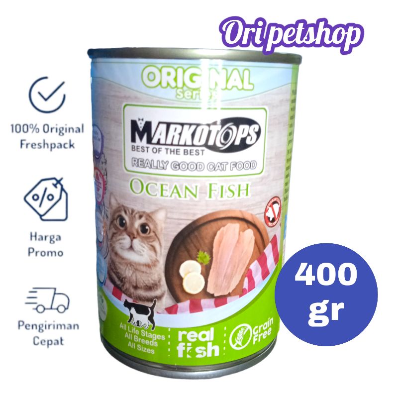 Markotops Kaleng 400gr Wet Cat Food - Ocean Fish Original