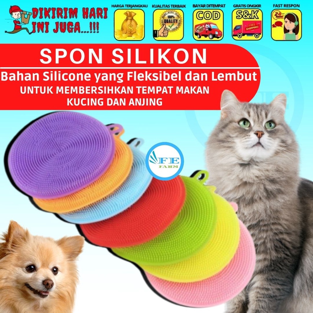 Spon Silikon untuk Cuci Tempat Makan Kucing Anjing FEFARM