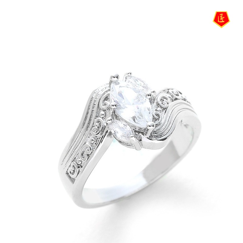 [Ready Stock]Creative 925 Silver Inlaid Horse Eye Diamond Ring