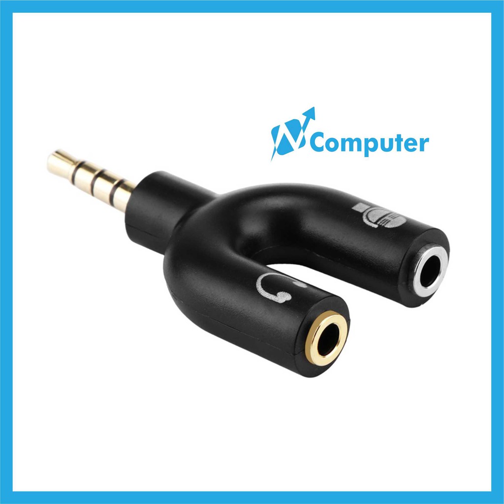 Konektor Jack U Aux 3.5mm ke Audio Headset &amp; Mic U Splitter