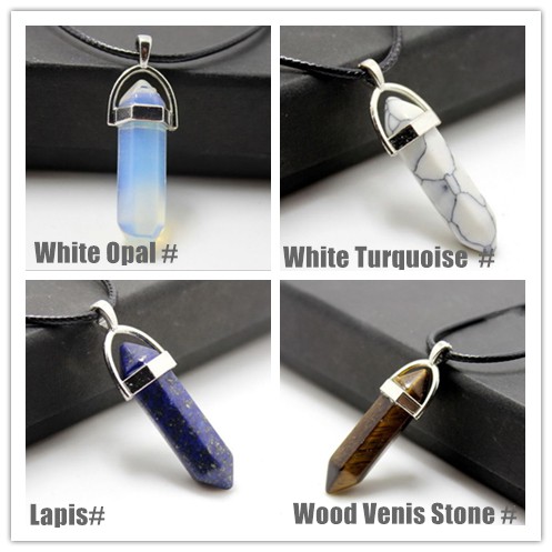 Unisex Retro Faux Kulit Chakra Reiki Penyembuhan Quartz Choker Kalung