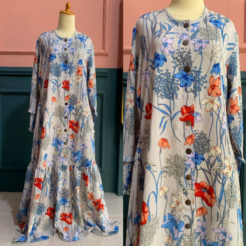 gamis wolfis motif jumbo bigsize / gamis katun rayon viscose premium gamis busui vina dress raisha d