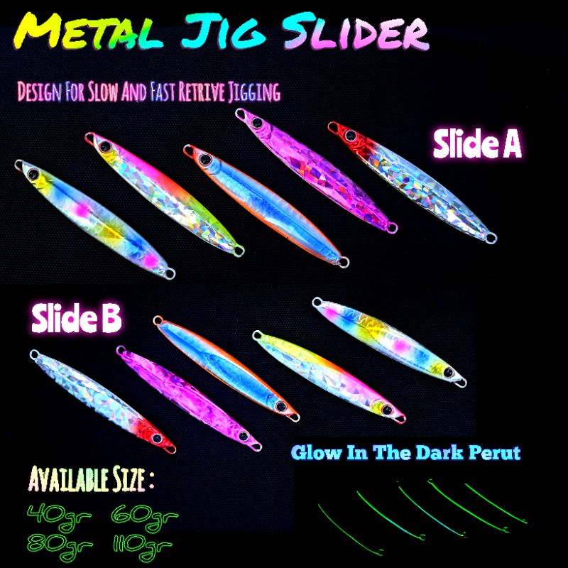 Metal Jig Slider Glow In The Dark Perut 40gr 60gr