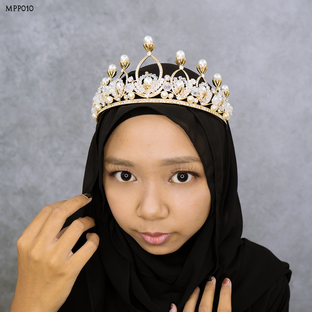 [BISA COD] ACCESORIES HIJAB CROWN PENGANTIN EXCLUSIVE GOLD MPP010