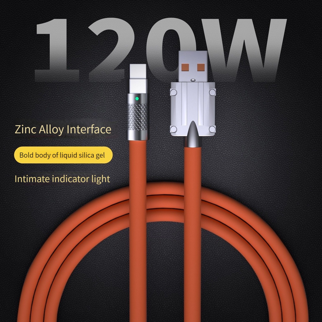 Kabel Data / Charger Micro USB / Type C / Lightning 120W / 6A Bahan Silikon
