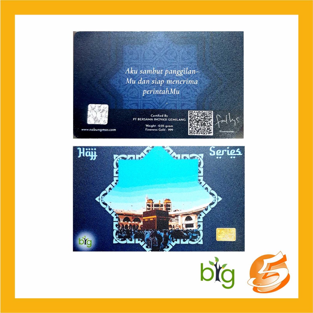 Emas Logam Mulia BIG GOLD 0.25 0,25 Gram Tabungan Haji Series Kartu Ucapan Hadiah Kado Batangan Gold