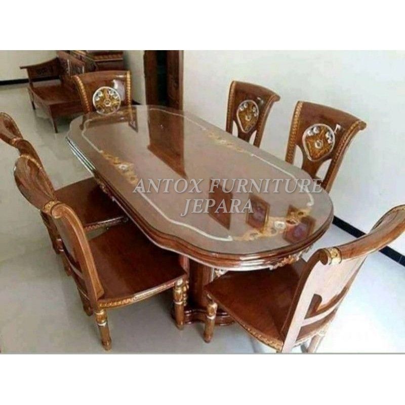 meja makan Salina kayu jati mebel Jepara