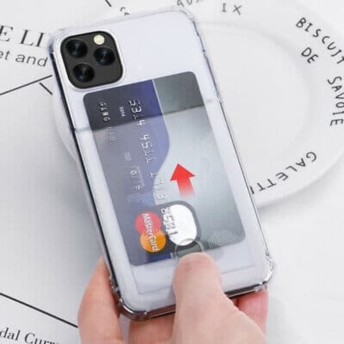 CLEAR Card Holder phone case iPhone 12 PRO MAX 6.7 / 12 PRO/12  6.1 / 12 MINI 5.4