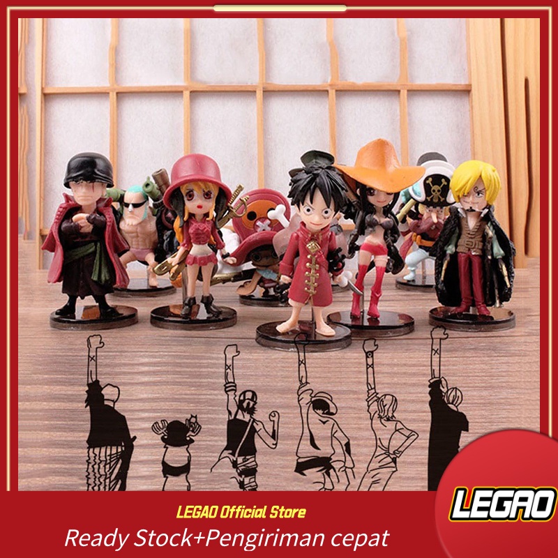 LEGAO Action Figure Figur Pajangan Miniatur Anime One Piece Set Luffy Zoro Sanji Figma Ace Wano Nami