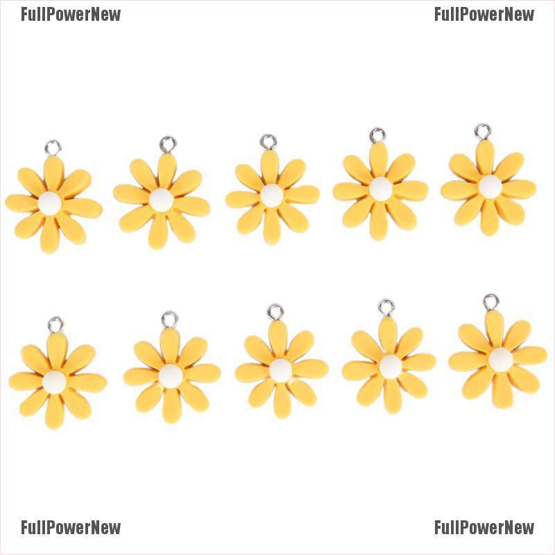 [FULLのJY] 10Pcs/Set Resin Little Daisy Sun Flower Charms Pendant Jewelry Making DIY Craft