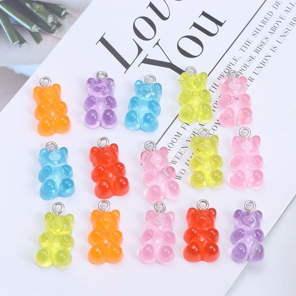 R-flower 10/50PCS Kalung Liontin DIY Membuat Fashion Mix Warna-Warni Resin Gummy Bear