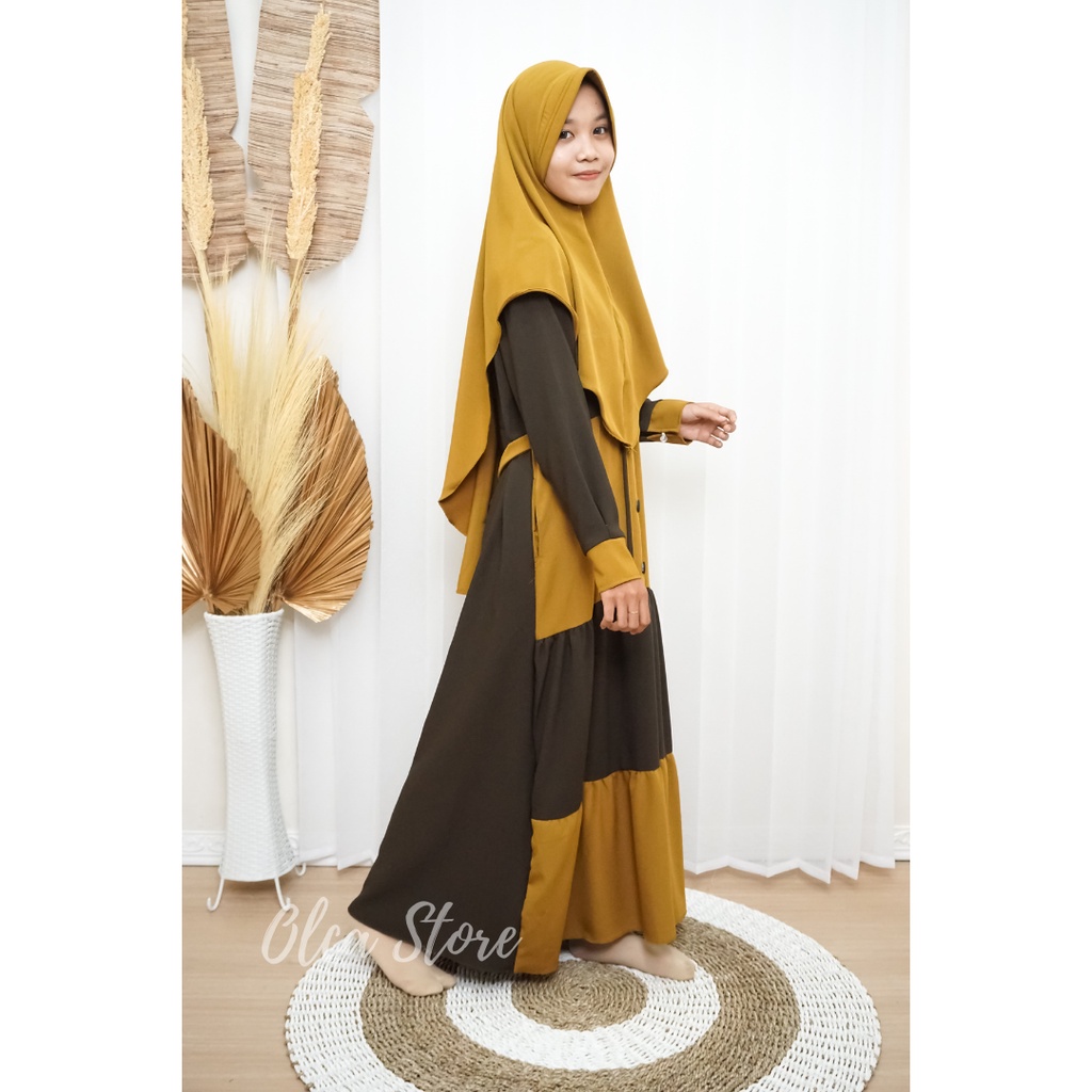 [ TERBARU ] Gamis Set Aisyah Gamis Set Aisyah Gamis wollycrepe / ITY crepe / dress basic Kombinasi D