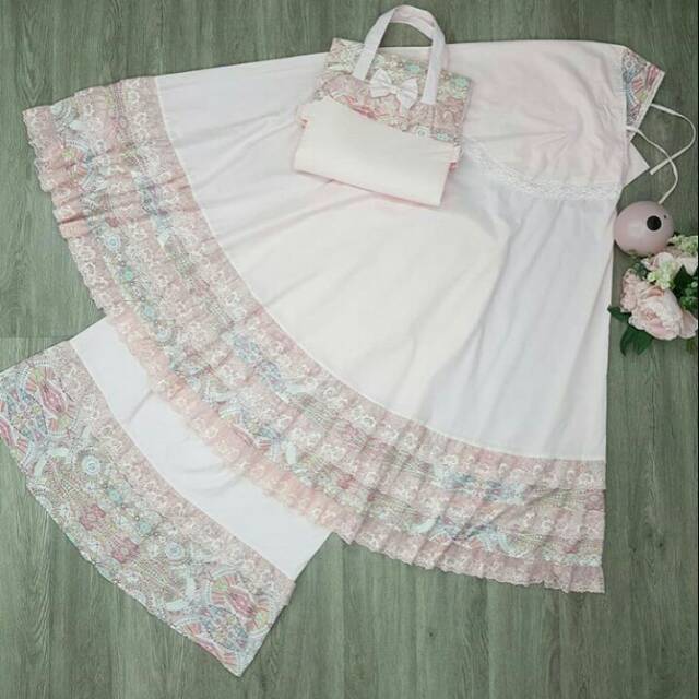 Mukena katun premium dewasa uk XXL warna peach by alilac