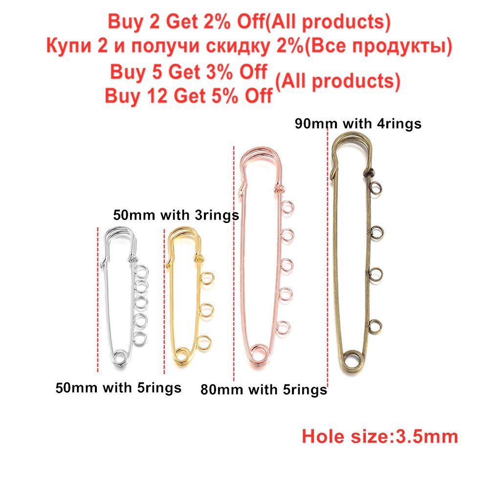 10pcs / Pak Bros Pin Fashion Gaya Korea Ukuran 50 / 80 / 90mm Untuk Aksesoris Wanita jeans DiY