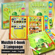 E Book Muslim 4 Bahasa + LED e-book Mainan Anak Buku Pintar Ebook Buku Muslim Elektronik PLAYPAD-8