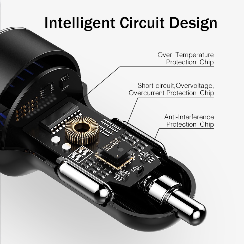 EZPZ Charger Mobil Charger Motor 2 Ports 3.1A 12V-24V Output Fast Charging LED Display Voltmeter