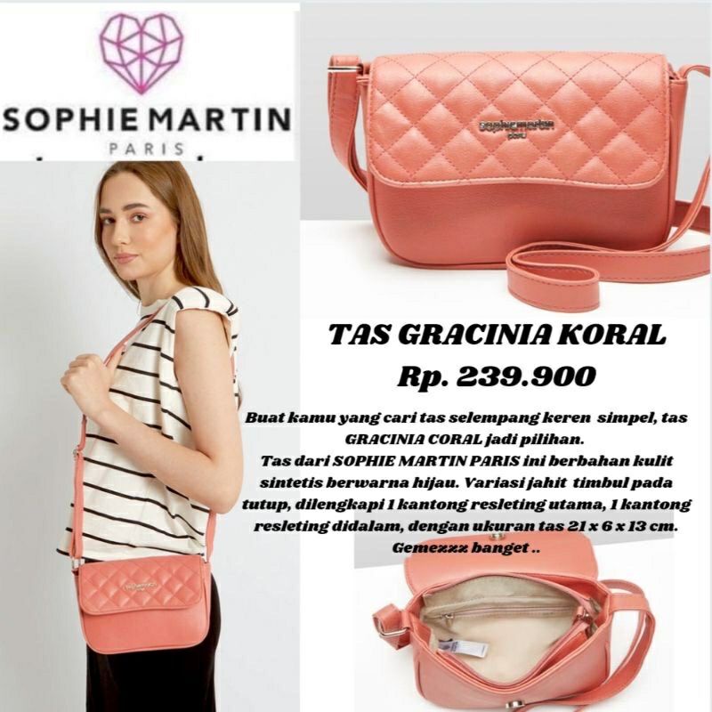 Tas Gracinia Coral Sophie martin, Tas Sophie Martin, Tas Sophie Paris promo