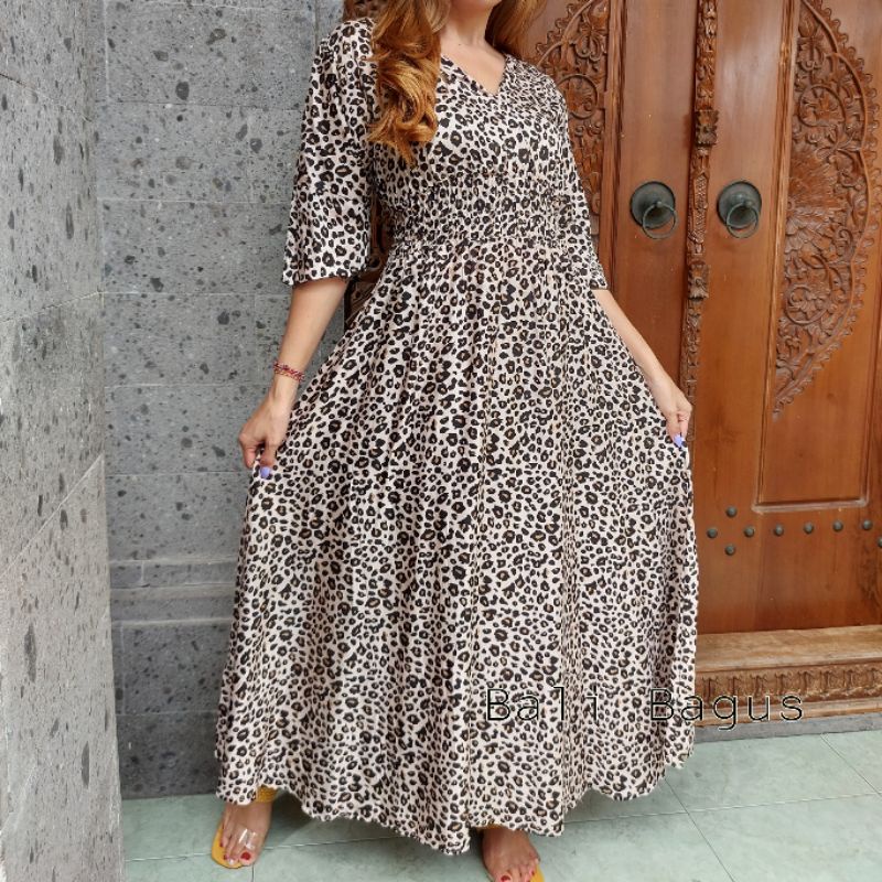 GAMIS BALI / DRES MOZA ( lengan lonceng)-Macan creme