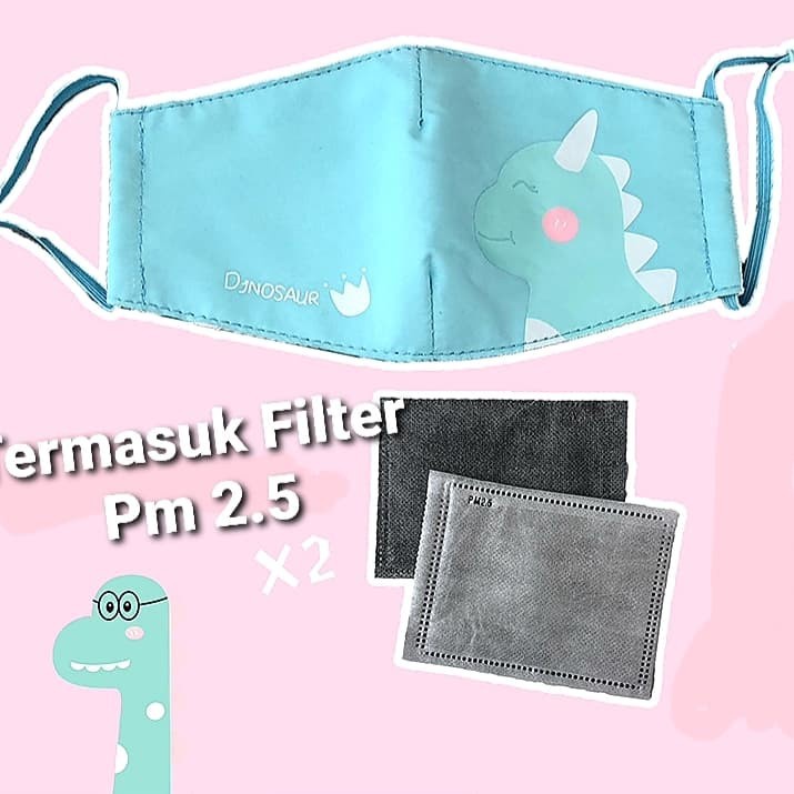 Masker PM 2.5 Dino Filter Masker Kain Premium Masker Korea Anak PM2.5