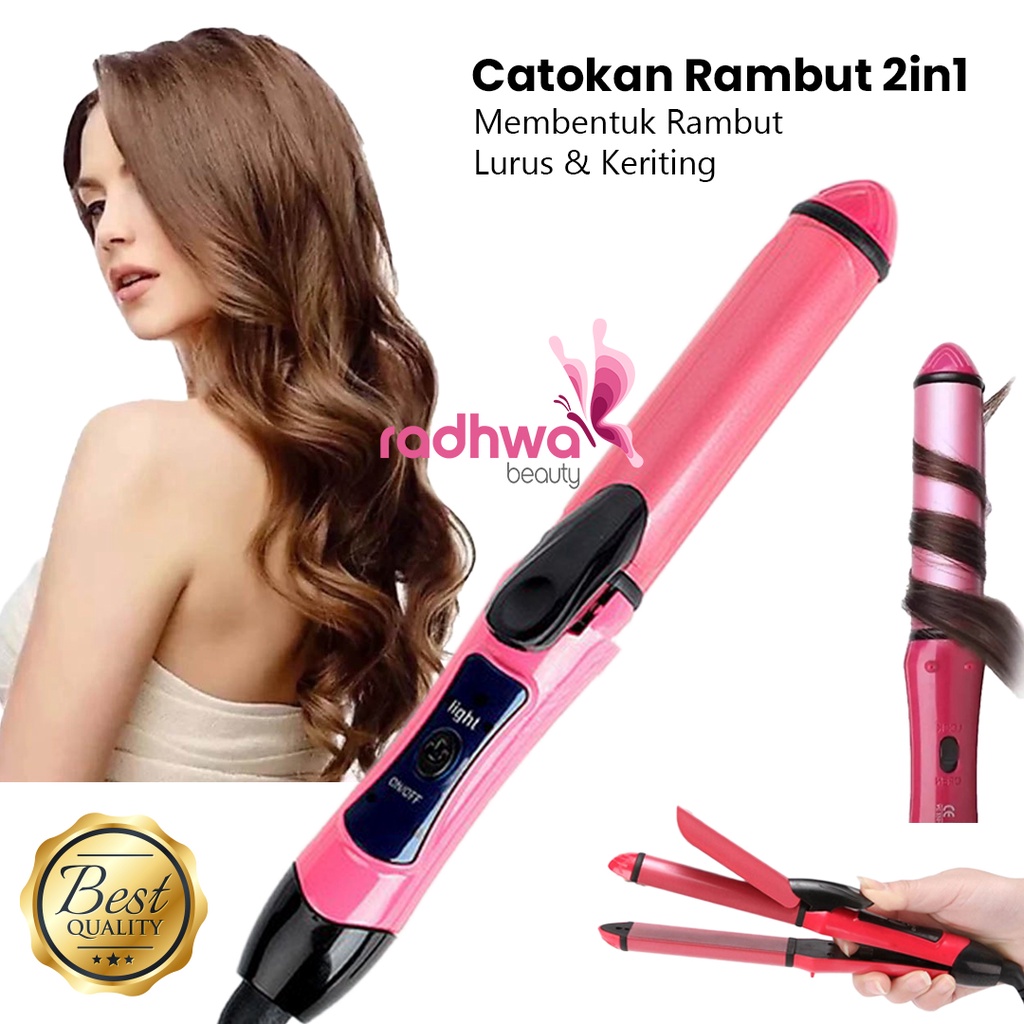 Alat Catokan Rambut 2 in 1 Lurus dan Curly