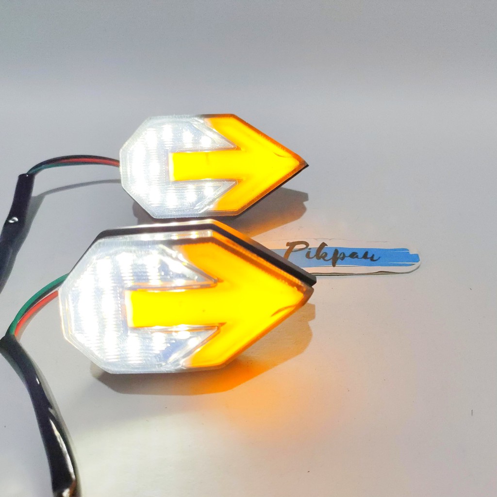 Lampu Sein Running LED Tempel Panah Untuk Universal Model Panah Sen Senja 2 Warna Fairing