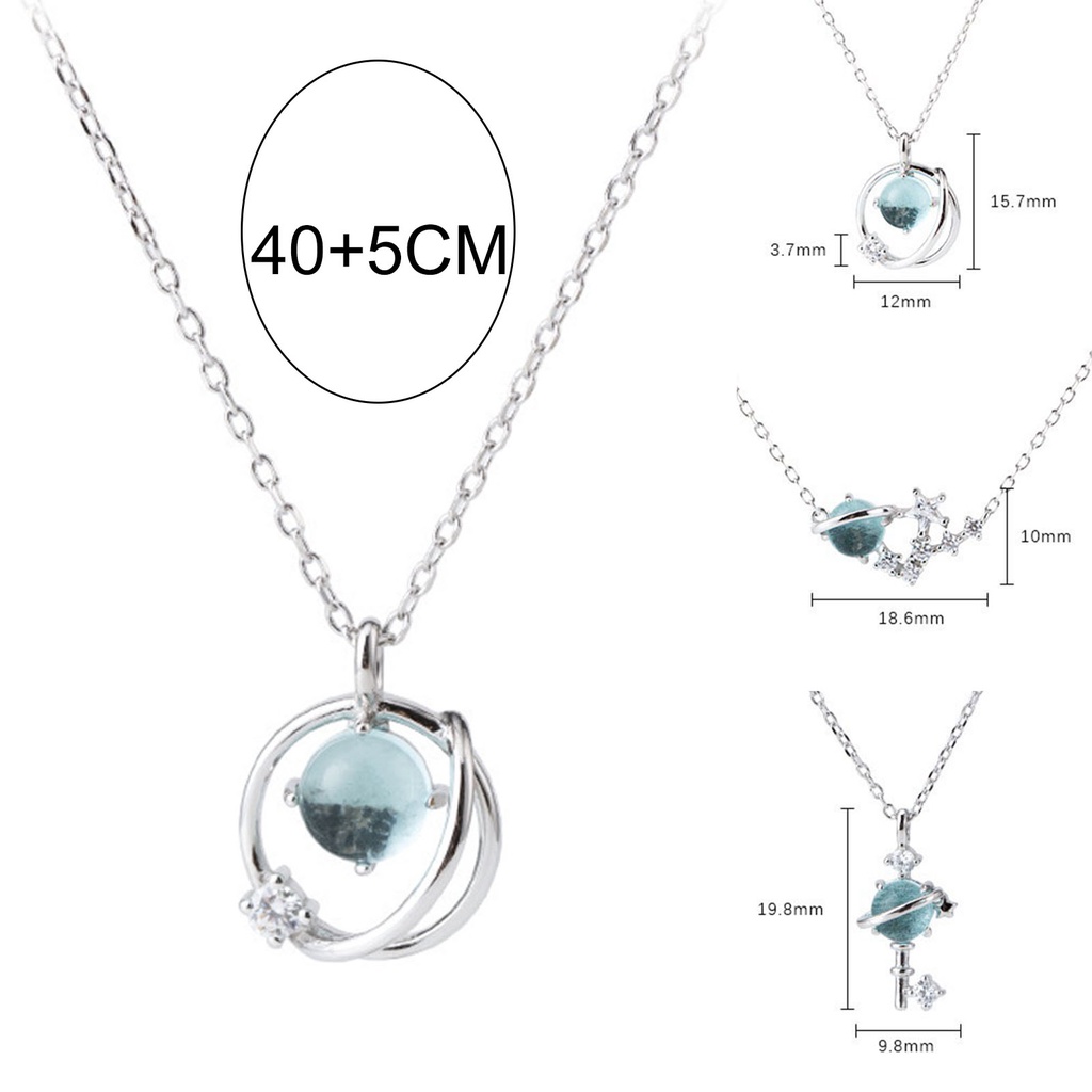 Hu Hu Hu Hu Hu Alat Bantu Pasang Kacamata♡ Kalung Collarbone Desain Planet Bintang Transparan Untuk Wanita