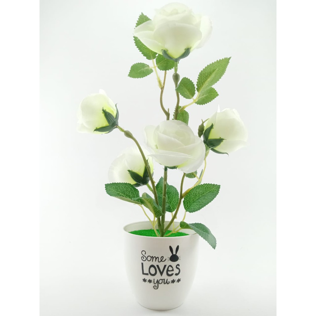 COD BUNGA PLASTIK BUNGA PAJANGAN IMITASI BUNGA ARTIFISIAL BUNGA MAWAR TANAMAN HIAS BP8842-PUTIH