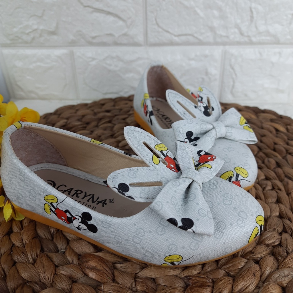 mandirishoesstore-SEPATU PESTA FLATSHOES ANAK PEREMPUAN MICKEY 3 4 5 6 TAHUN IAY01