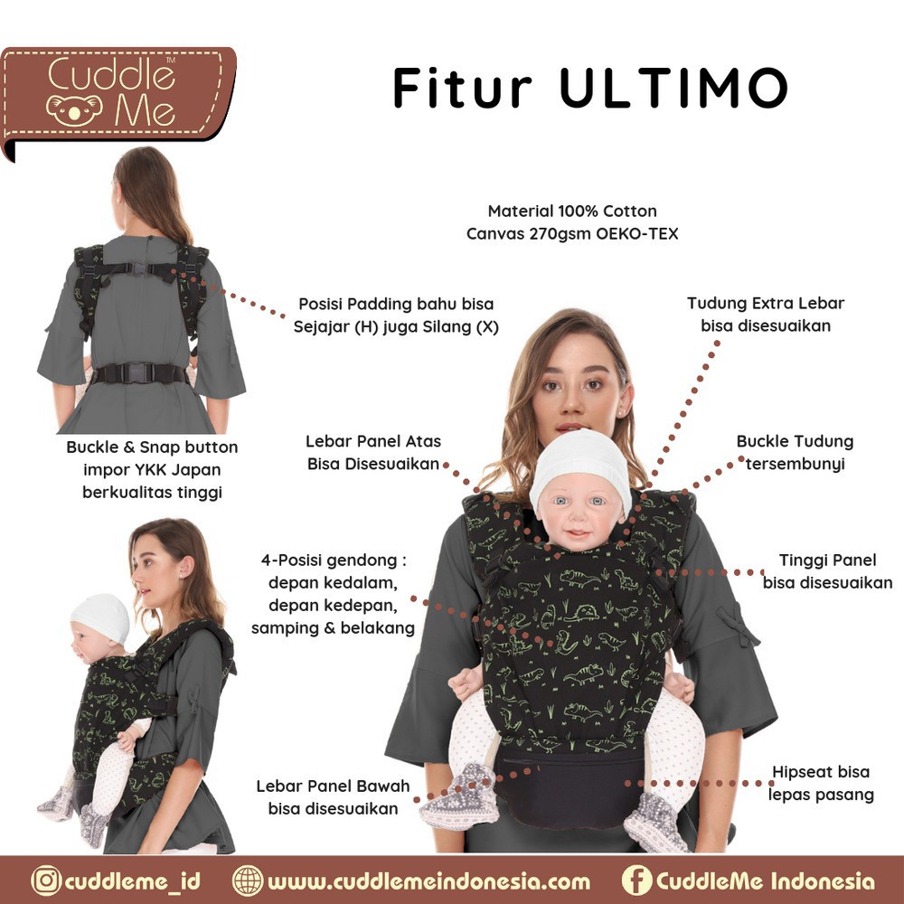 GENDONGAN BAYI - GENDONGAN KANGURU SSC M SHAPE ADJUSTABLE-CUDDLEME ULTIMO CARRIER