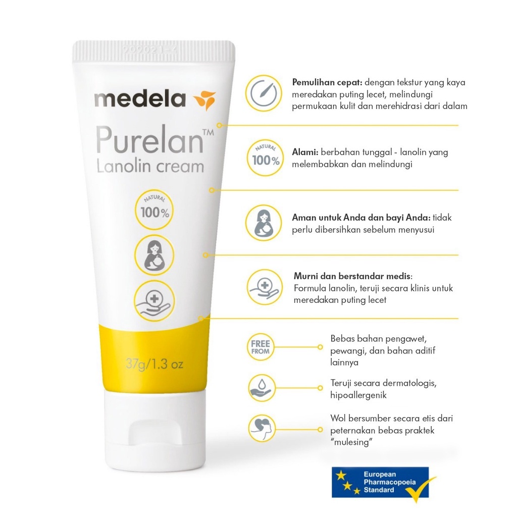 PURELAN LANOLIN NIPPLE CREAM MEDELA 7g / CREAM PUTING LECET / PELEMBAB/ NIPPLE CREAM