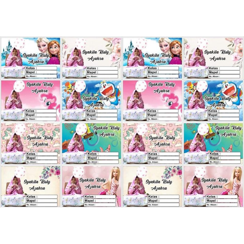 

sticker nama buku sekolah (bisa pake foto)