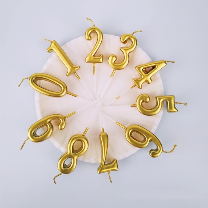 

lilin angka gold emas besar halus good quality per piece tokomaju1625
