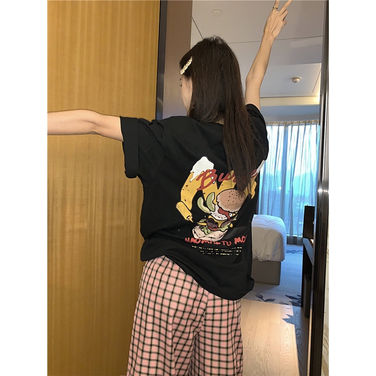 Print T-shirt Kaos Putih Lengan Pendek Wanita Oversize Korean Style