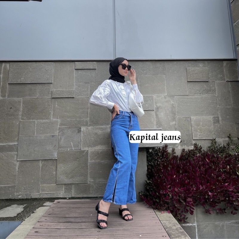 kulot Jeans Celana Highwaist Kulot Jeans Premium Kulot Jeans Belah Samping HW Wanita