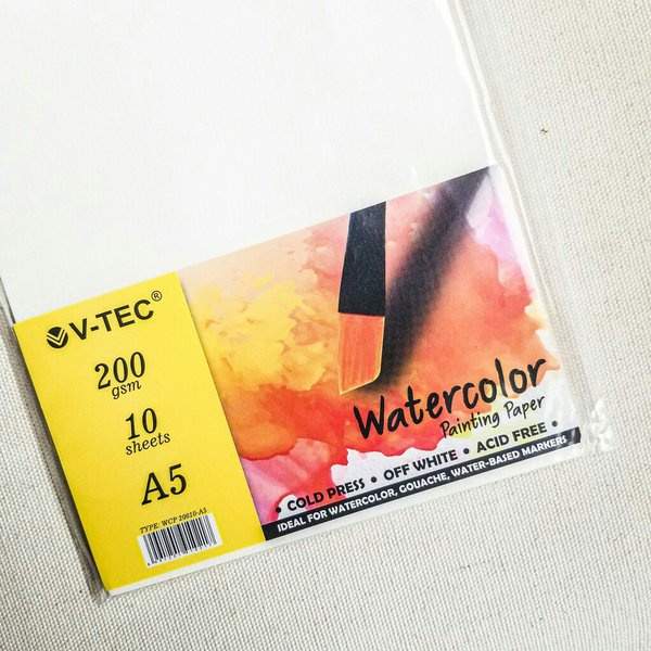 

(1 PACK = 10 LMBR A5 ) COLD PRESS 200 gsm Kertas Gambar Watercolor Vtec A5 / Water Color Paper / Kertas Watercolour Painting / Water Colour V-Tec