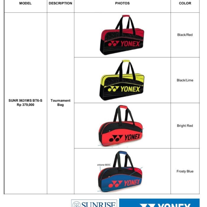 OLAHRAGA BADMINTON TAS YONEX SUNR 9631MS BT6-S ORIGINAL-PROMO-SALE