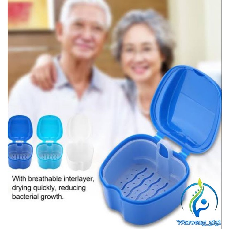 Denture Bath Box Kotak Tempat Gigi Palsu Gigi Tiruan (Kode 3 Warna)