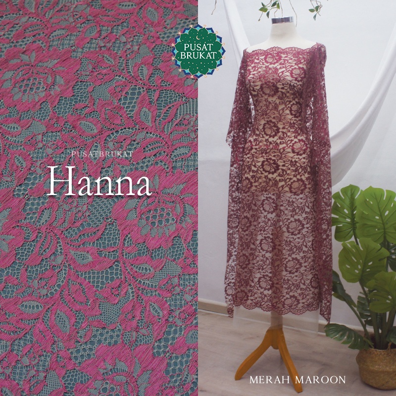 KAIN BRUKAT HANNA 6676 - BAHAN BROKAT KEBAYA DASAR SKIN LEBAR PENDEK [per 0.5m]