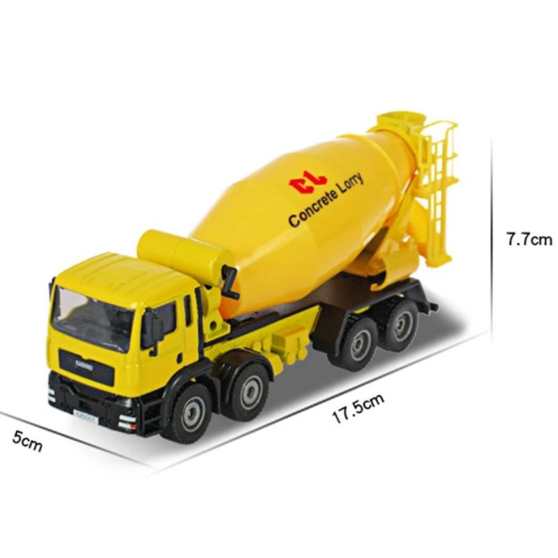 Diecast Truck KDW Cement Mixer Miniatur Alat Berat Truk Molen Diecast Kaidiwei Skala 1:50