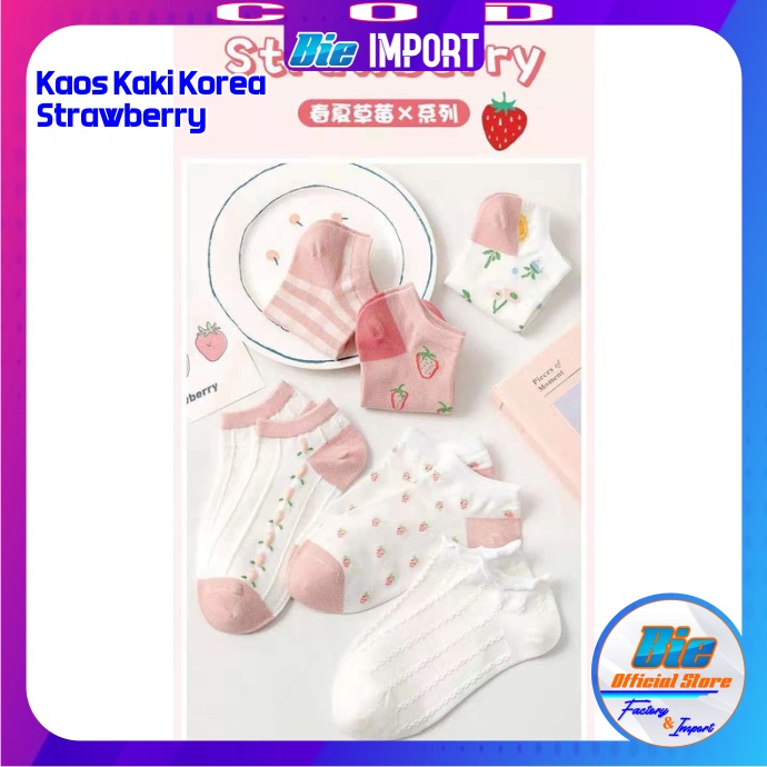 Kaos Kaki Korea Motif Strawberry Impor Korean Style Best Seller