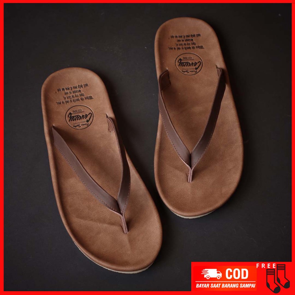 MOLK|Sandal Kasual Kulit Pria Original Model Jepit Pria Santai Ringan Brand Original CVNY Terbaru