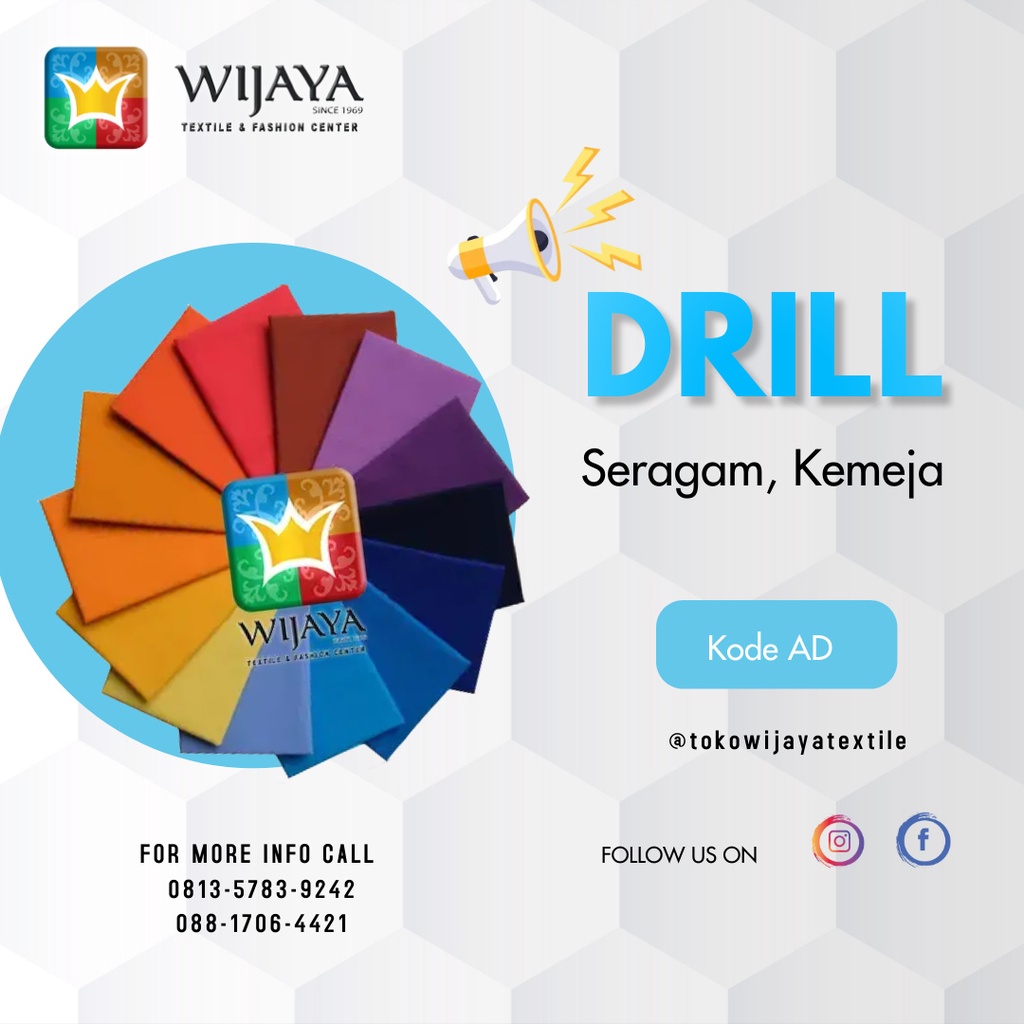 Kain Drill American AM 1919 Seragam, Kemeja per 0,5 ( Setengah ) Meter