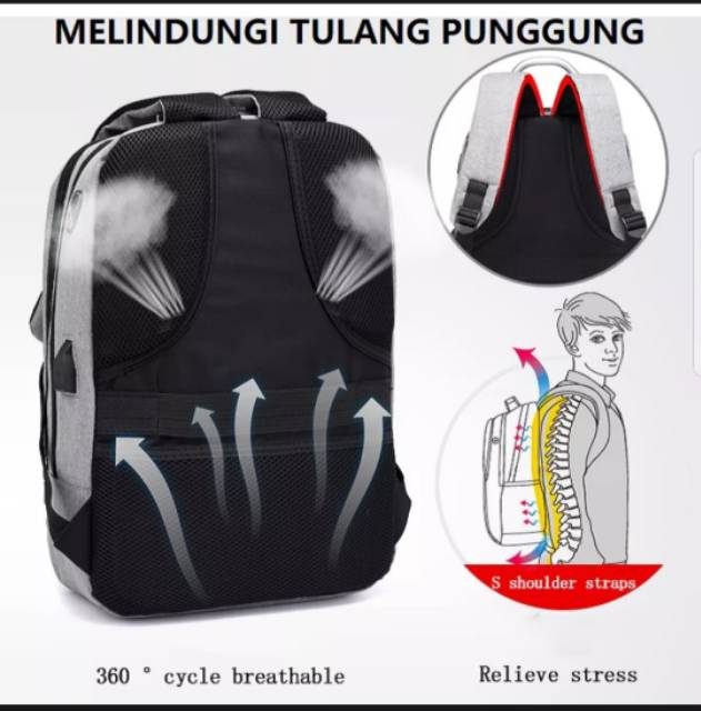 Tas Ransel Anti Maling Smart Bagpack Import ORIGINAL dengan USB Slot bisa COD