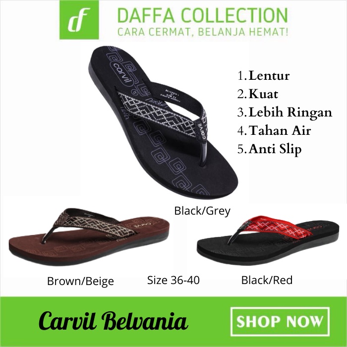 Sandal Carvil Wanita Original Sendal Jepit Cewek Dewasa Belvania Anti Air