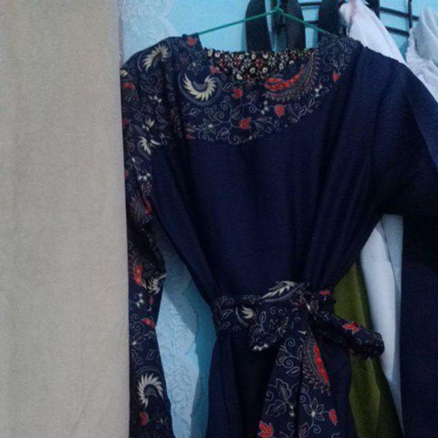 Sarikha Syari Gamis Wanita Dewasa Dress Lebar Mosscrepe (+khimar) J2312k  Meryolin Batik Ijo Botol[