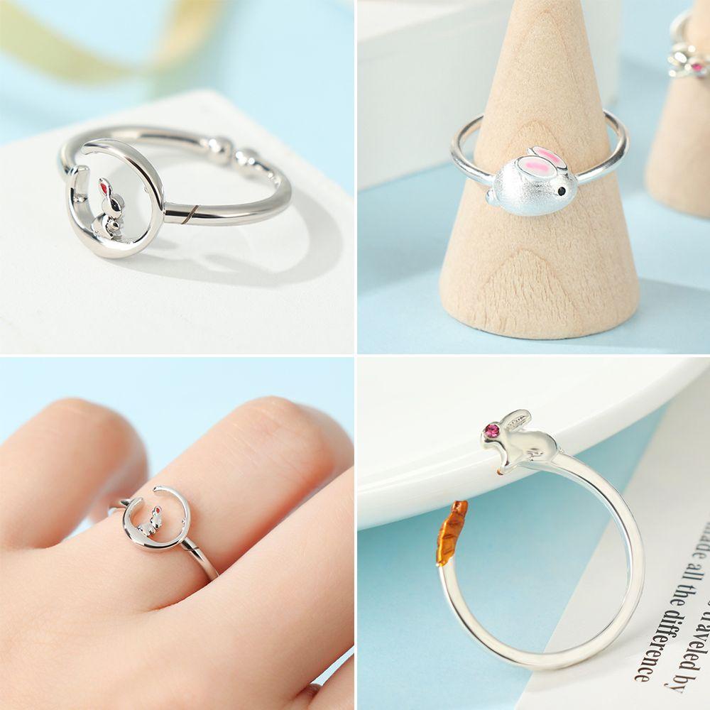 Lily Rabbit Carrot Ring Aksesoris Populer Bukaan Kreatif Hewan