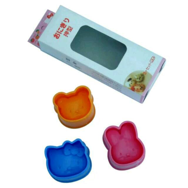 Cetakan Nasi Bola Karakter 3 Motif Kelinci Kitty Beruang Bento / Bento 3 In 1 / Rice Mold Cetakan Nasi Dengan 3 Motif Lucu