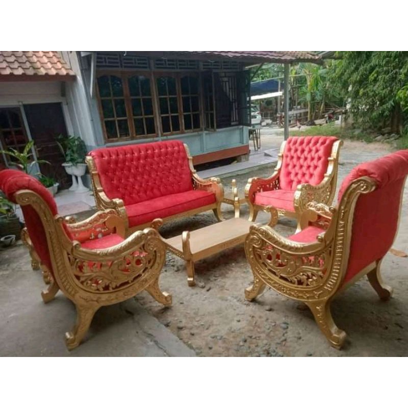 kursi tamu raffi ahmad ukir kayu jati busa furniture modern mewah klasik mebel jepara